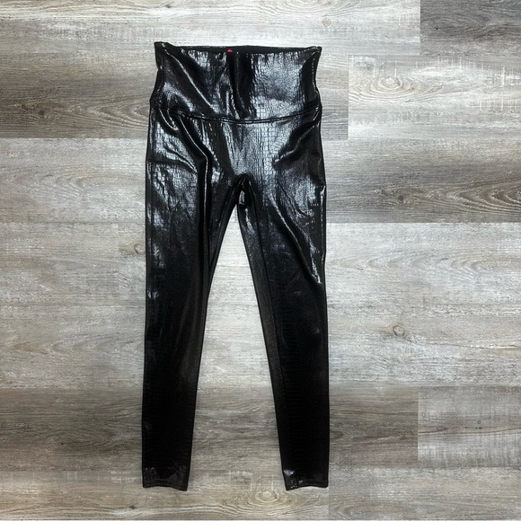 SPANX Faux Leather Croc Shine Leggings 20303R Brown Embossed Croc size XL - Picture 5 of 8